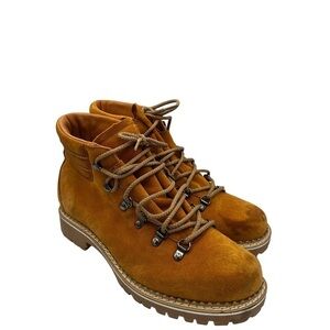 Montelliana 1965 Alce Suede Lace Up Hiking Ankle Boots in Camel Sz 41
